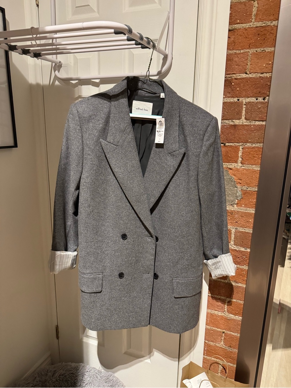 Wilfred Women's Double-Breasted Gray Blazer Jacket